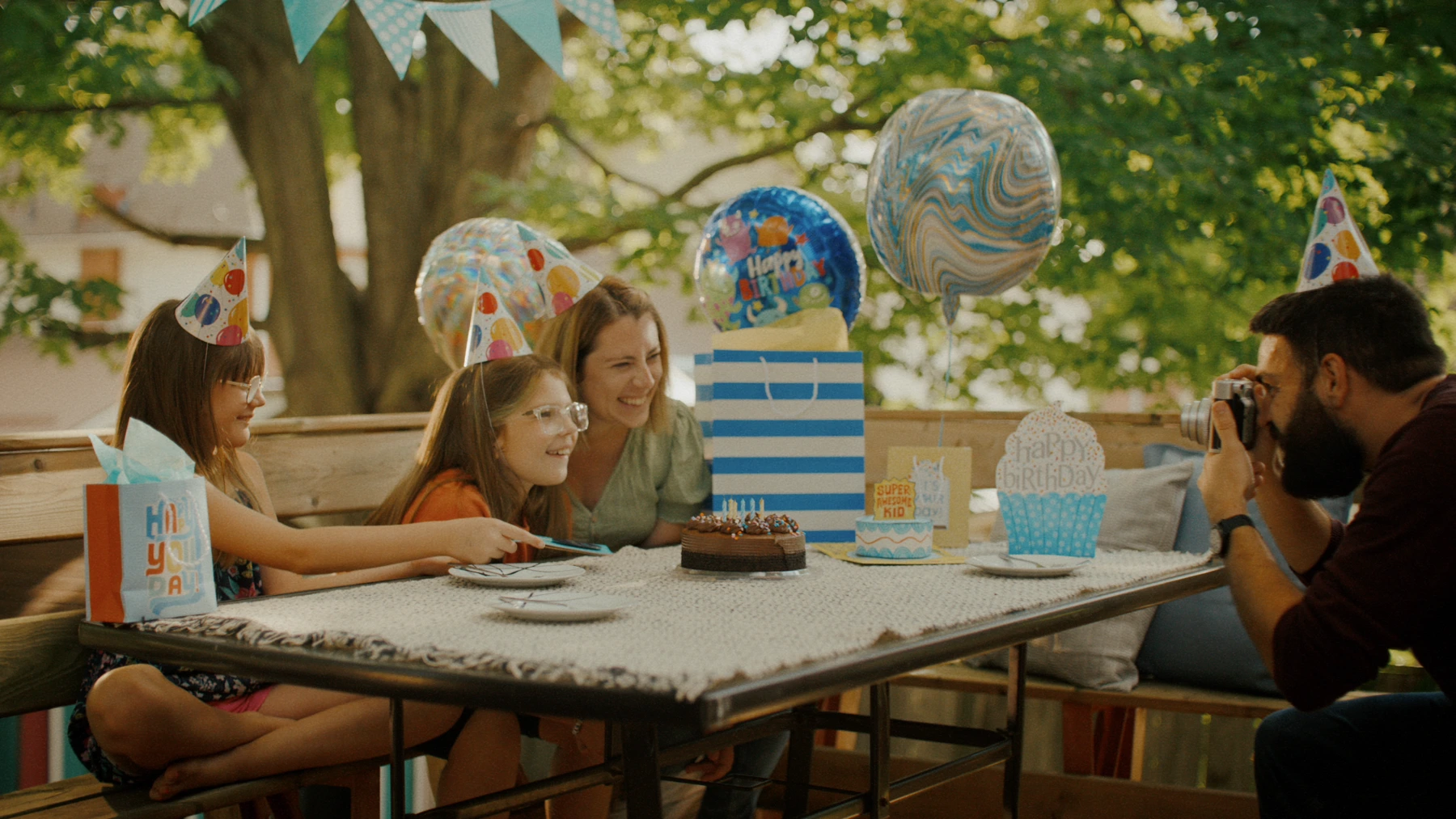Family birthday outdoors